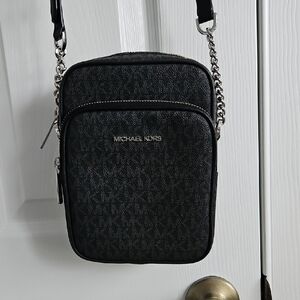 Michael Kors Black and Silver Messenger Bag